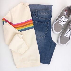 Marine Layer . Anytime Rainbow Stripe Sweatshirt